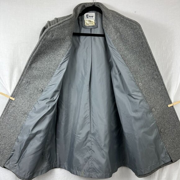 Vintage Elco Wool Blend Mid Length Coat Womens L - XL Button Up Puff Sleeve 90s - Picture 7 of 12